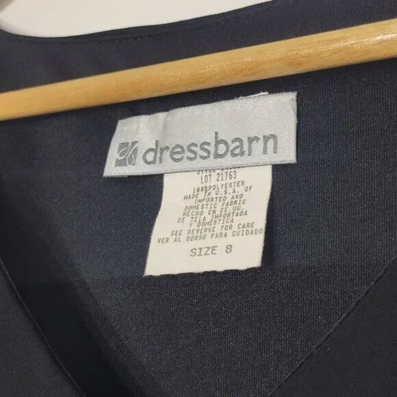 Dressbarn Women's Black Flowing Sleeve Evening V-neck Cocktail Dress Size 8 - Picture 5 of 9